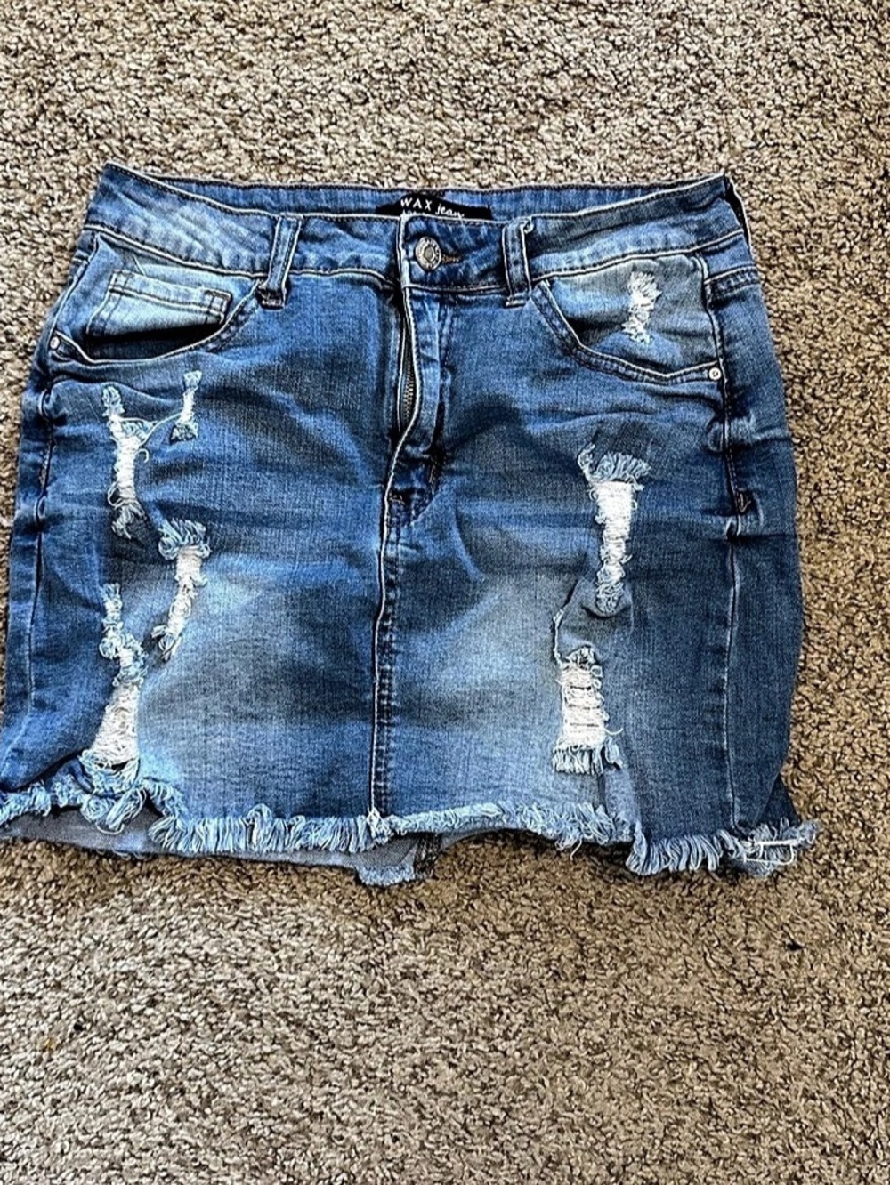 Wax Jean Distressed Denim Jean Shorts in Blue